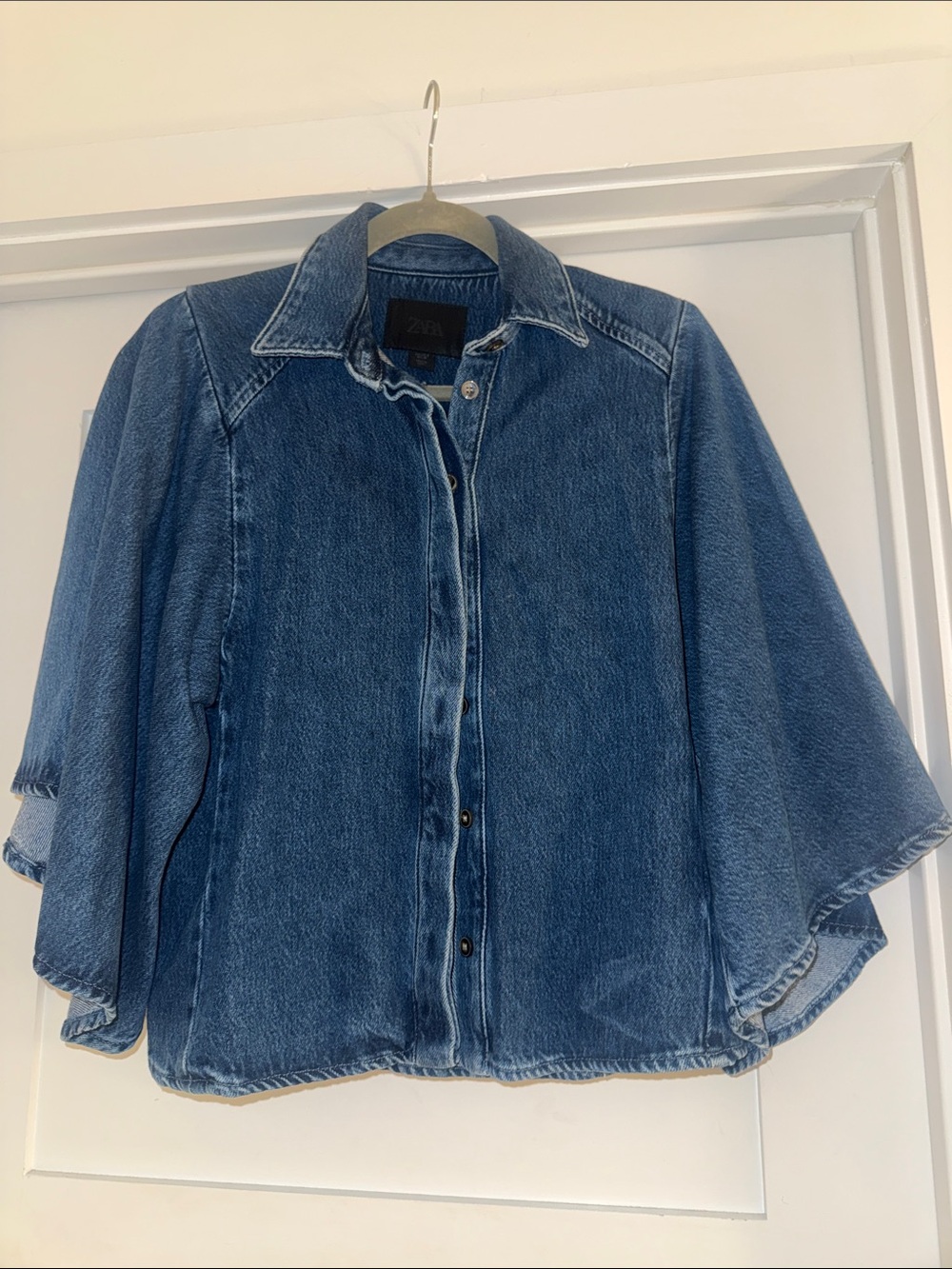 Zara Indigo Denim button down cape